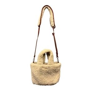 Aspen Sherpa Tote Bag Crossbody Cream Faux Shearling Cozy Casual
